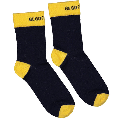 Navy and Yellow Wool Socks