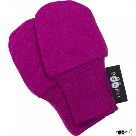 Purple Merino Wool Baby Mittens