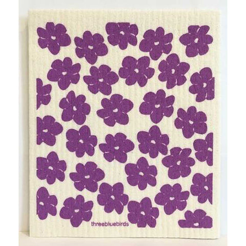 Purple Poppies Swedish Dishcloth