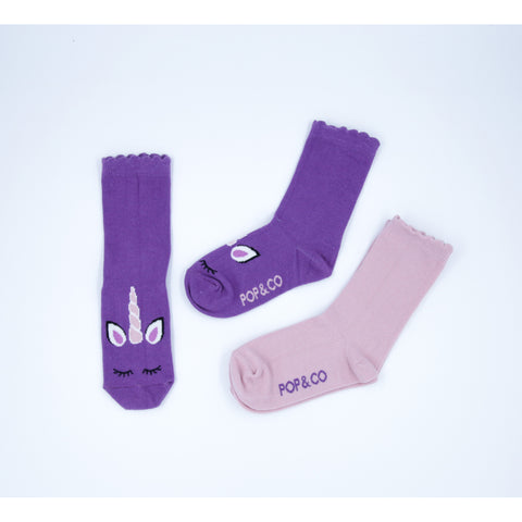 2 Pack Purple Unicorn Socks