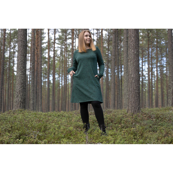 Sini Dress Leaves Forest Green