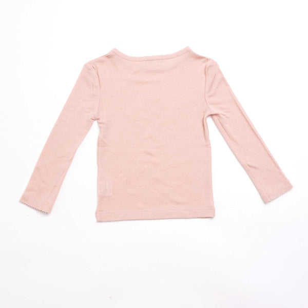 Long Sleeve Soft Pink Merino Wool Top