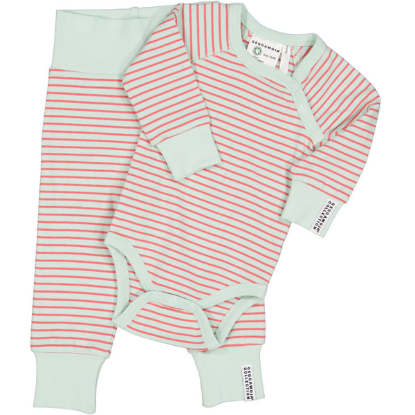Mint and Raspberry Striped Baby Bottoms