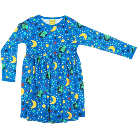 Blue Mother Earth Gathered Dress